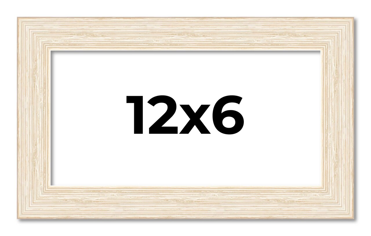 12x6 Wide Barnwood Picture Frame with UV-Resistant Acrylic & Acid Free Backing, Available in 6 Paint Finishes - Grey, Brown, White, and Black